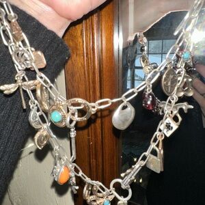 Free People Silver Charm Necklace